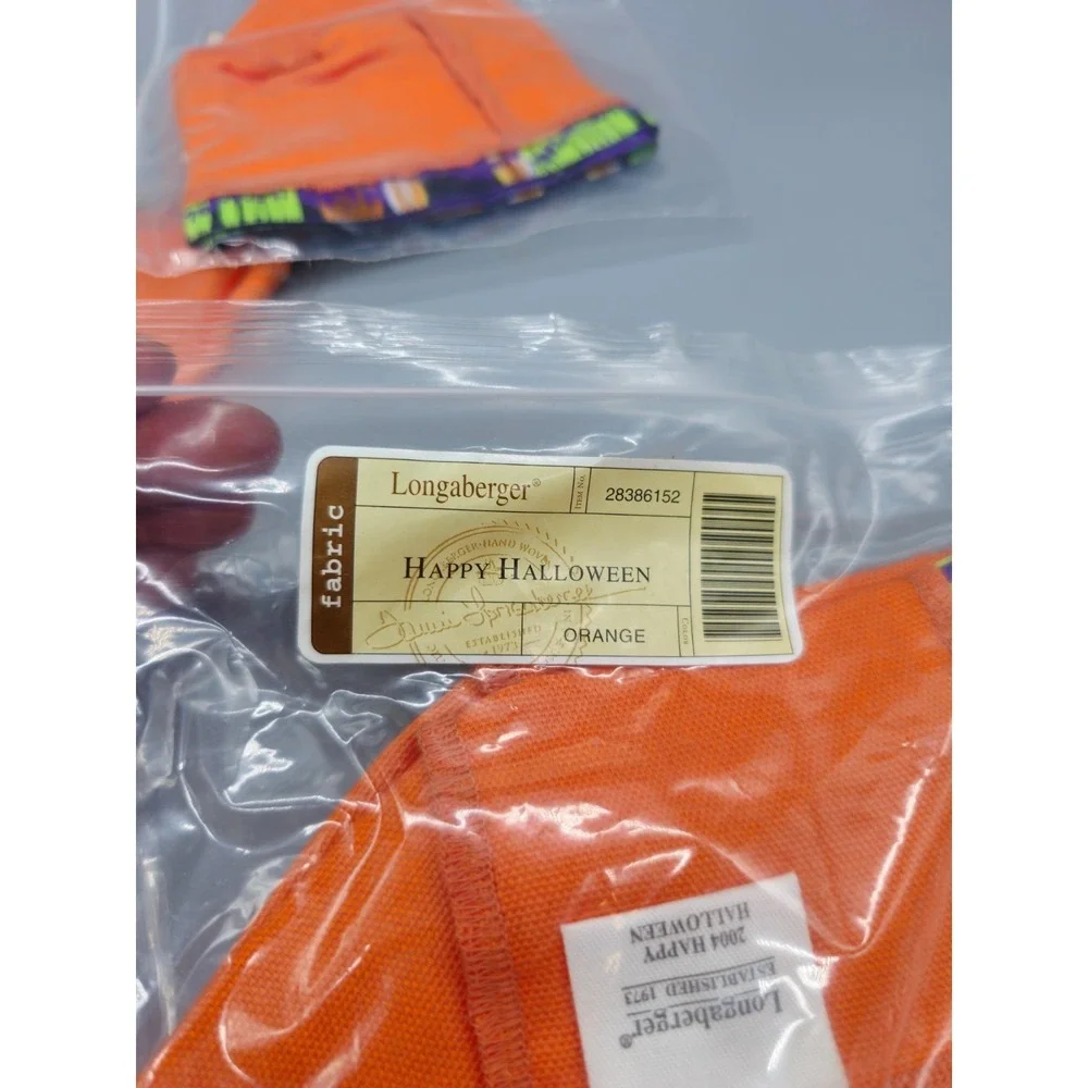 Longaberger Miniature Orange 2004 Halloween Series Fabric Basket Liner 4pcs